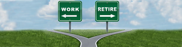 Cross roads image between work and retirement
