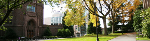 Photo of a college campus quad
