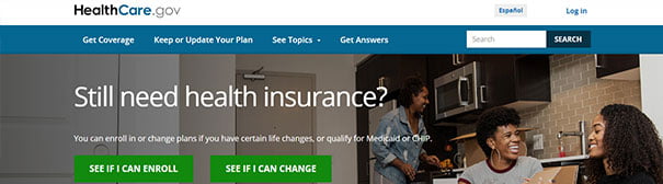 healthcare.gov home page