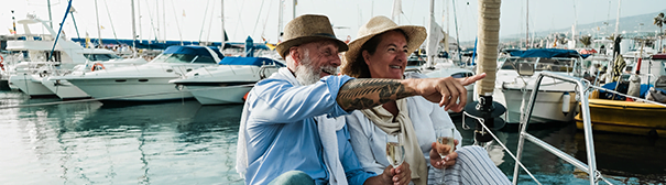 retired couple on a boat